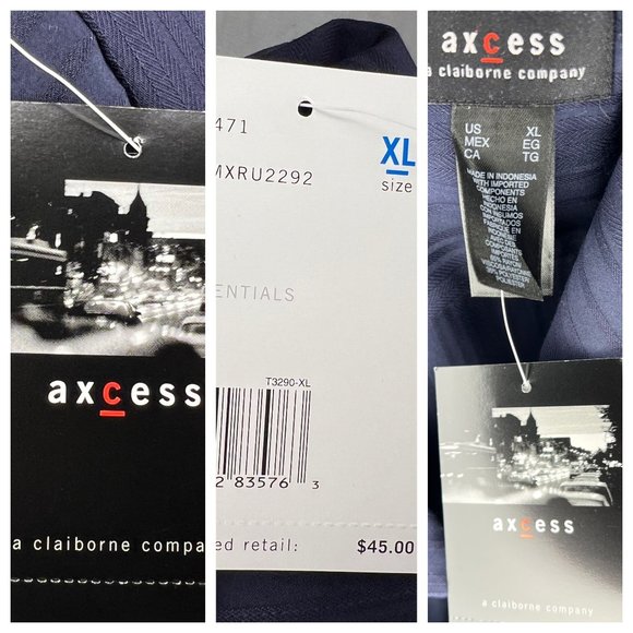 NWT Axcess A Claiborne Co Men’s XL dress shirt blue pinstripes collar button dow - Picture 12 of 16